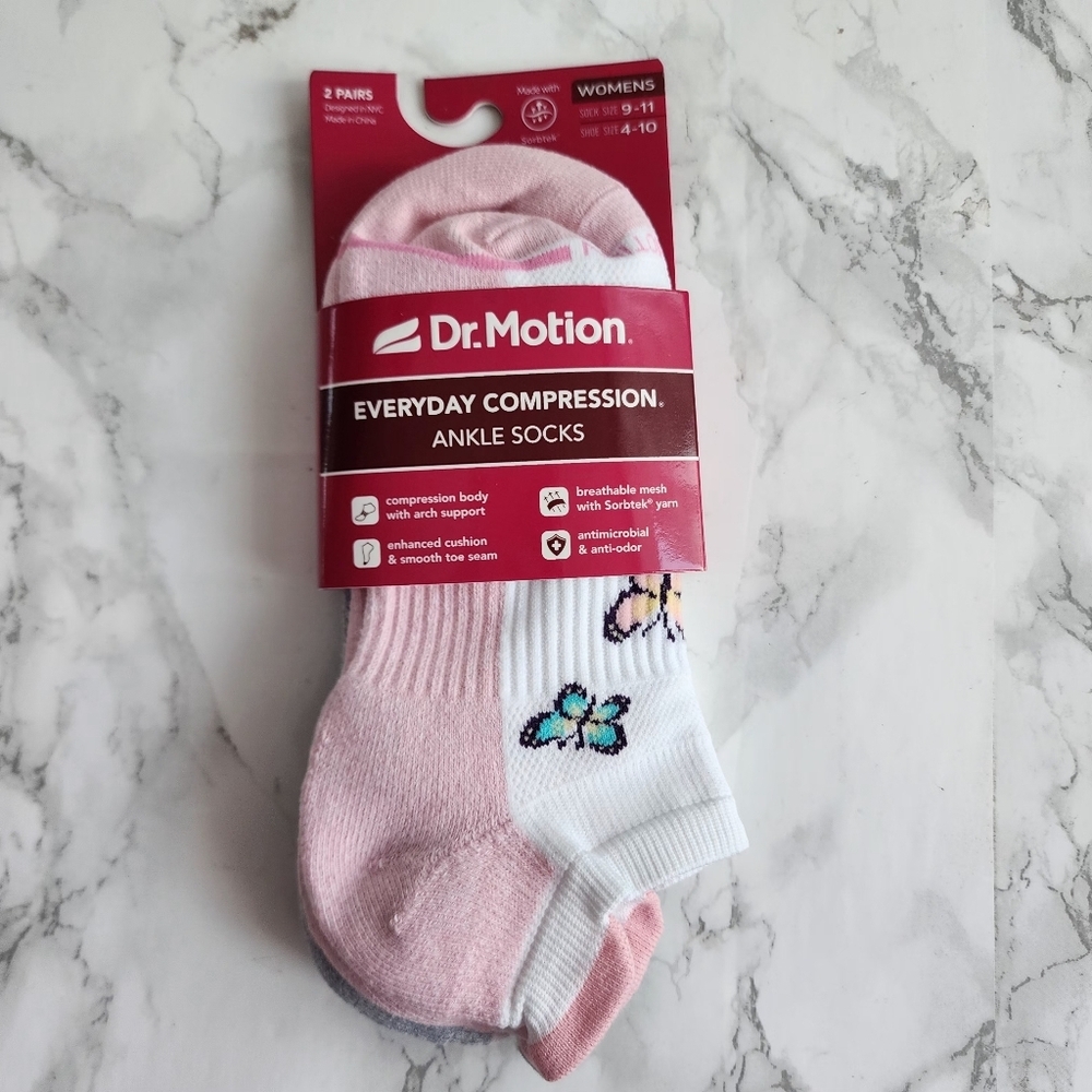 Dr. Motion Ankle Socks 2 Pairs Compression Socks Size Socks 9–11 Shoe 4-10
